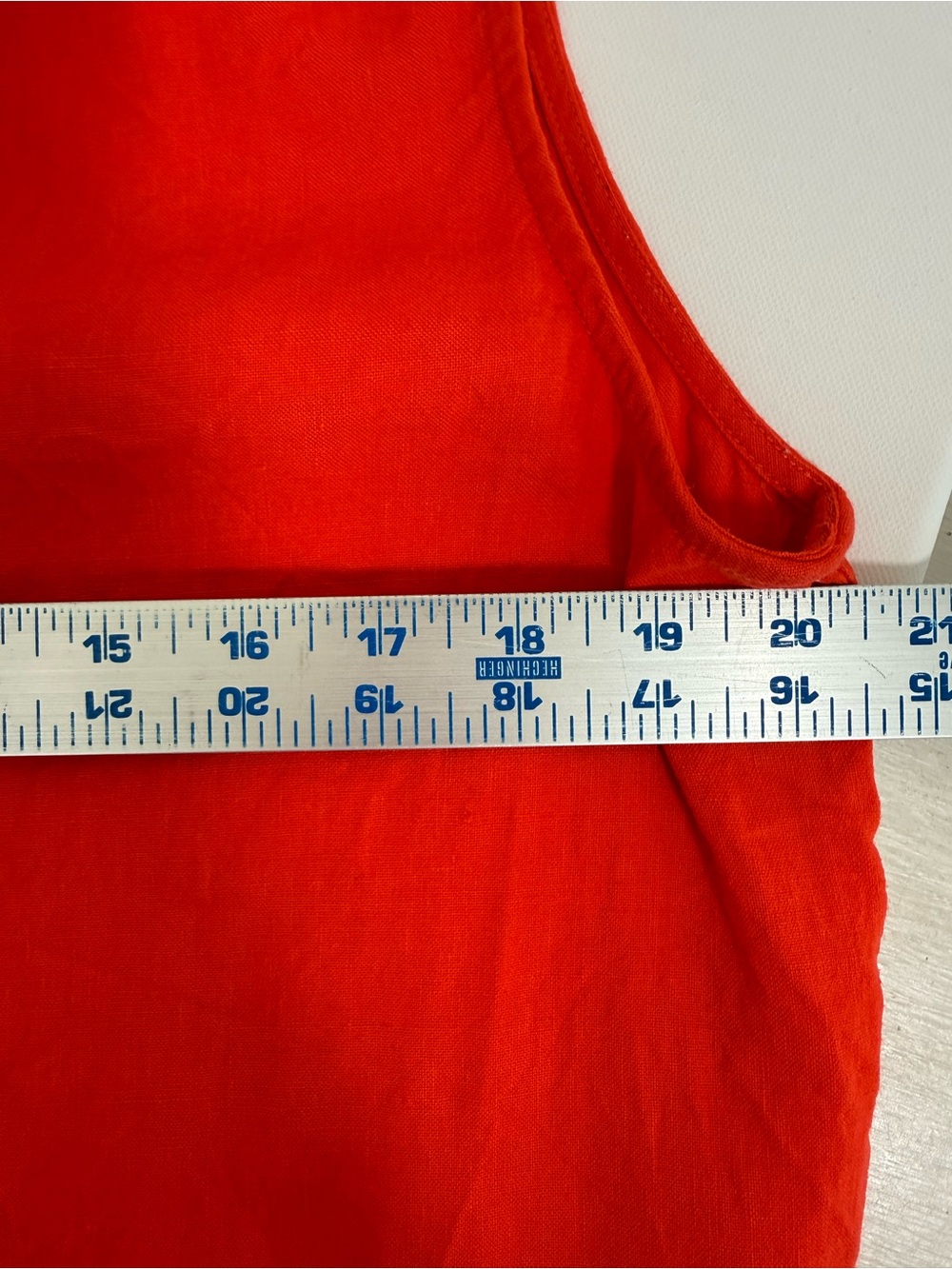 Ann Mashburn Women’s sleeveless linen top ruffle collar Tomato Red SIZE MEDIUM - Picture 7 of 9